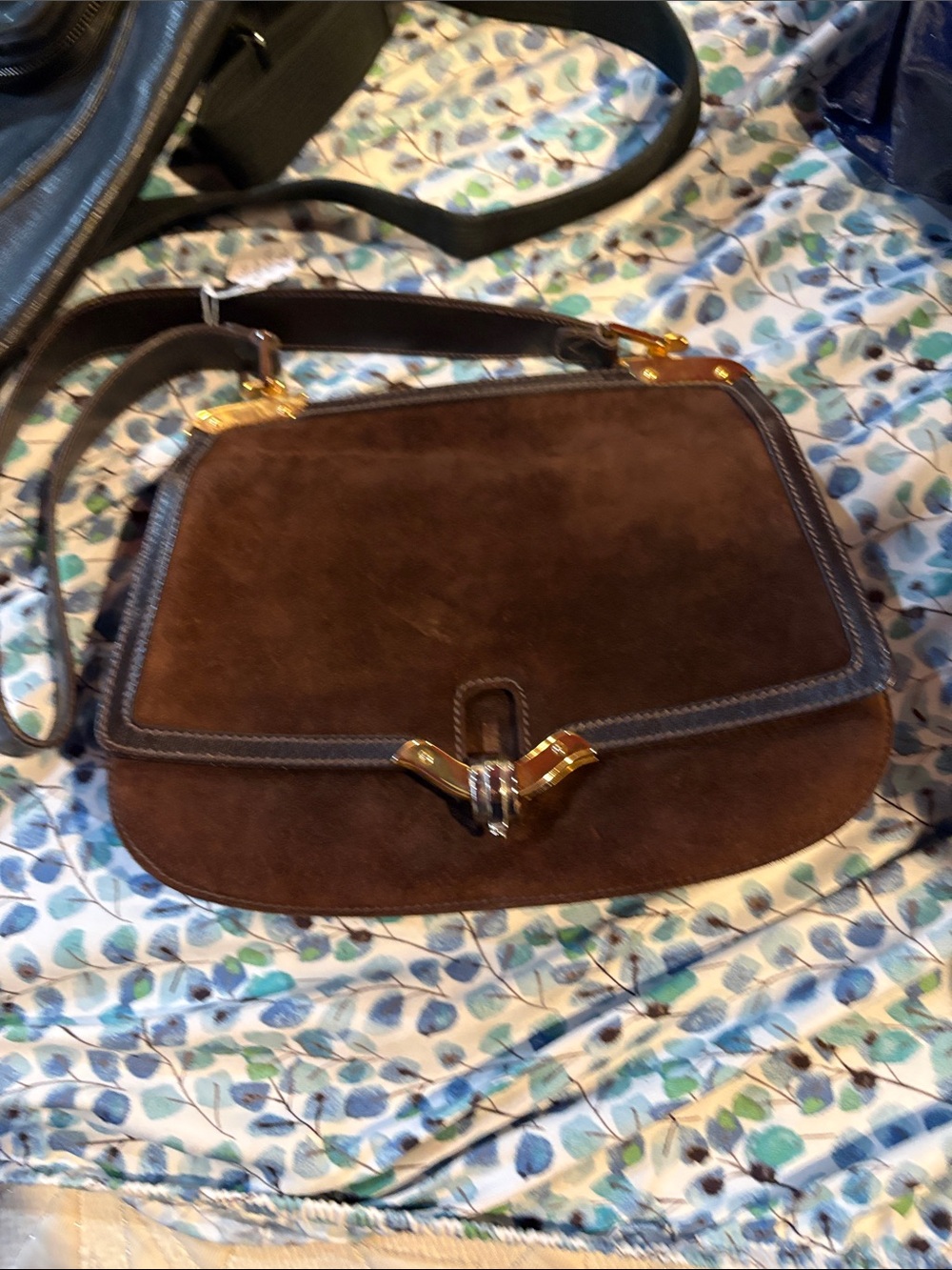 Vintage Gucci Brown Suede Crossbody Shoulder Bag